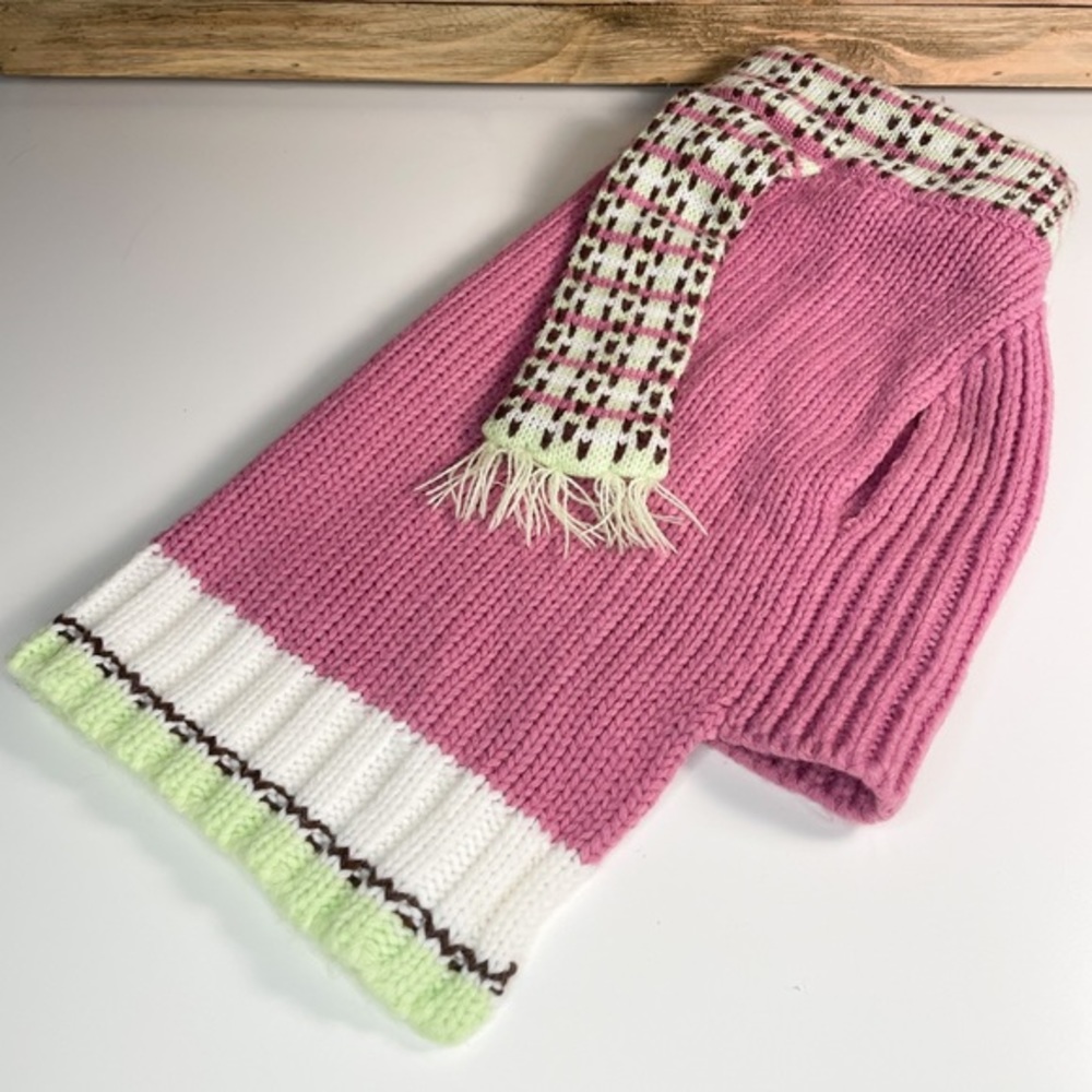 Companion Road Size Large Dusty Rose Dog Sweater with Built in Scarf